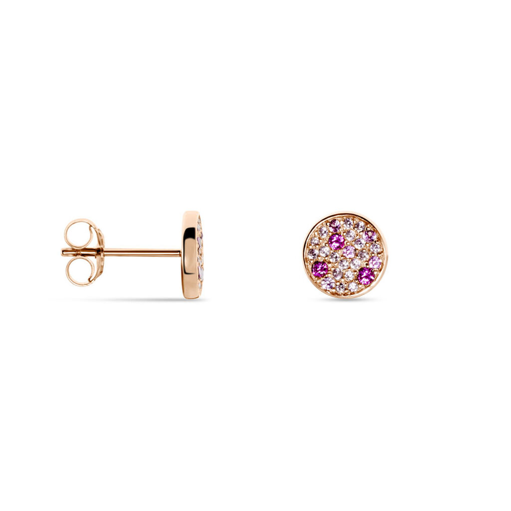 Boucles D'oreilles Puces Nelig Argent Rose Oxyde De Zirconium - Boucles d'oreilles fantaisie Femme | Histoire d’Or