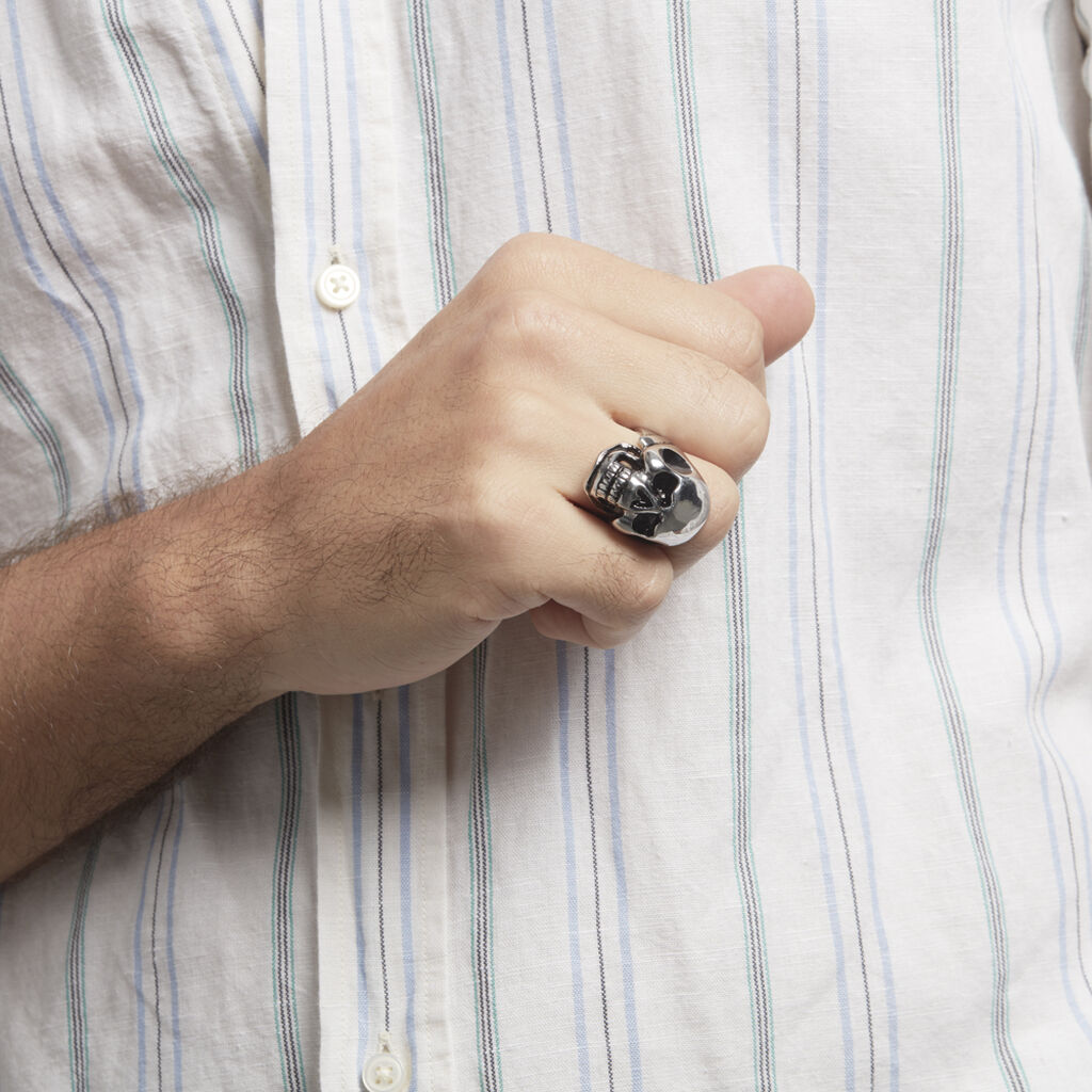 Bague Acier Blanc Et Noir Valentik - Bagues fantaisie Homme | Histoire d’Or