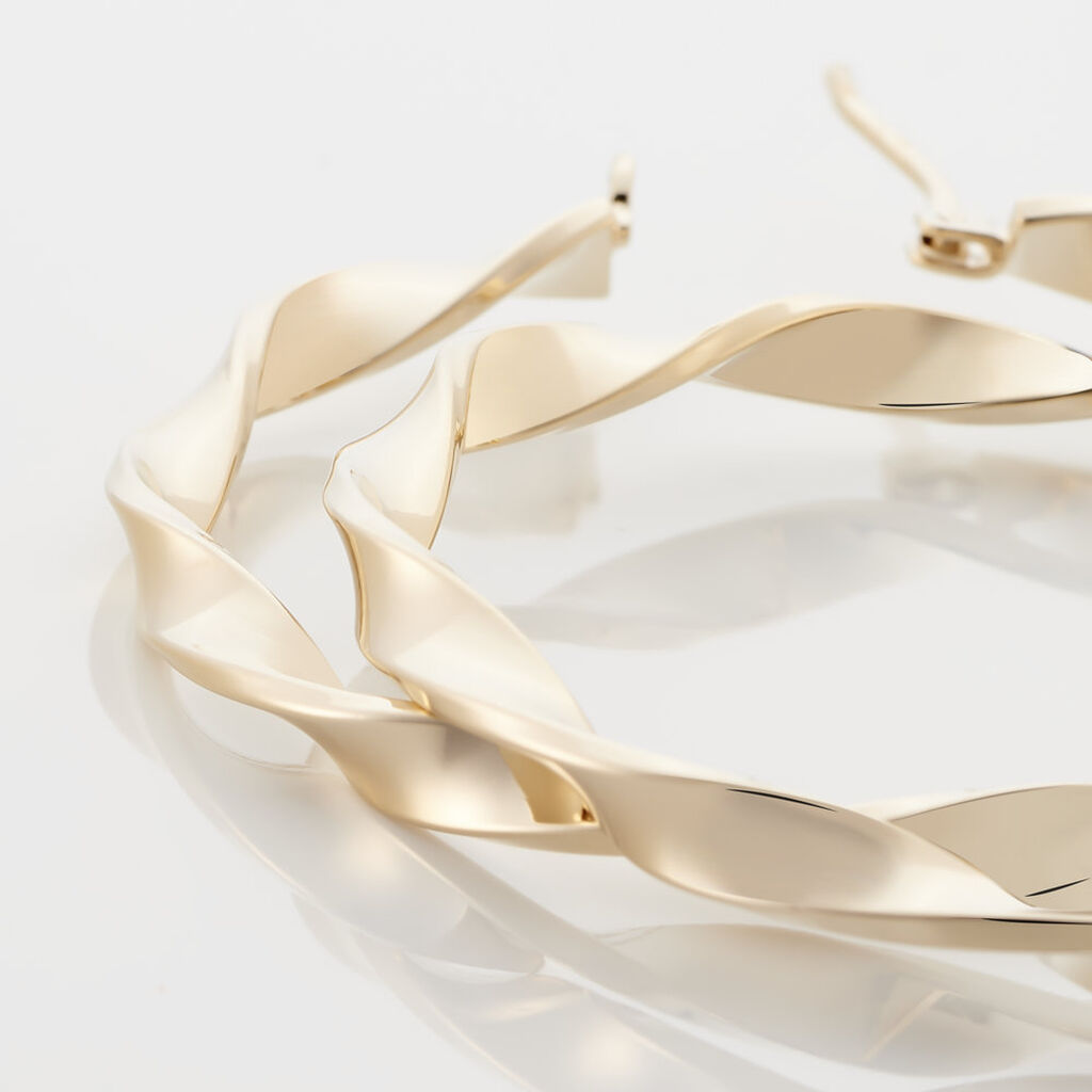 Cr&eacute;oles Lenna Torsad&eacute;e Plaqu&eacute; Or Jaune - Boucles d'oreilles cr&eacute;oles Femme | Histoire d&rsquo;Or