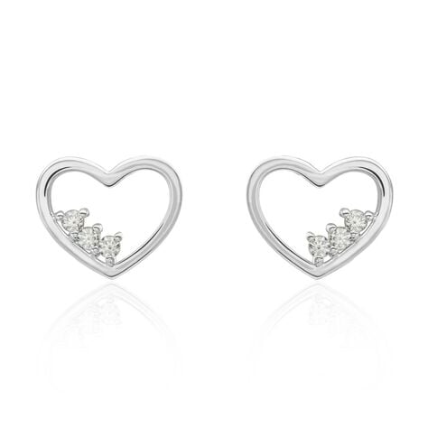 Boucles D'oreilles Puces Argent Blanc Shelan Oxydes De Zirconium - Boucles d'oreilles fantaisie Femme | Histoire d’Or