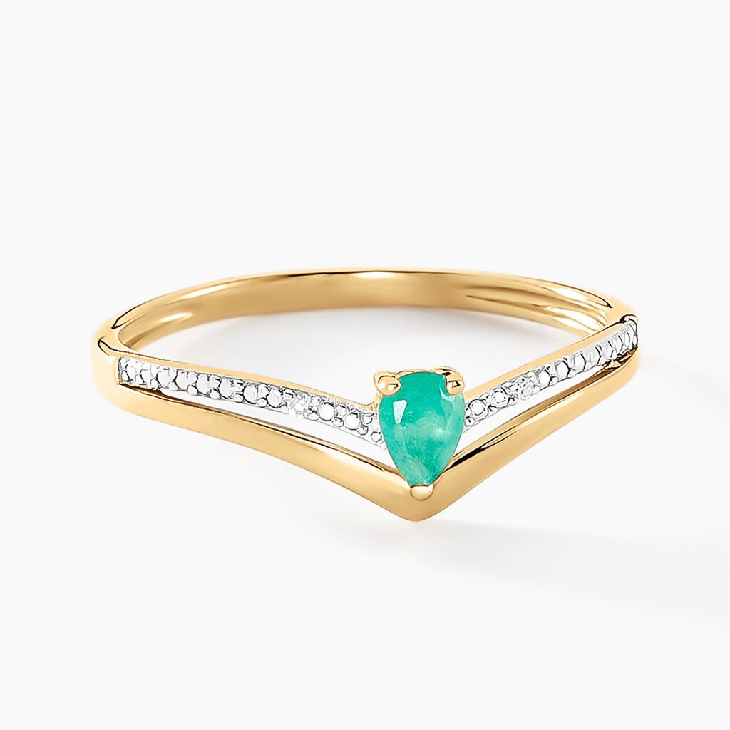 Bague Marjeta Or Jaune Emeraude Diamant - Bagues solitaires Femme | Histoire d&rsquo;Or