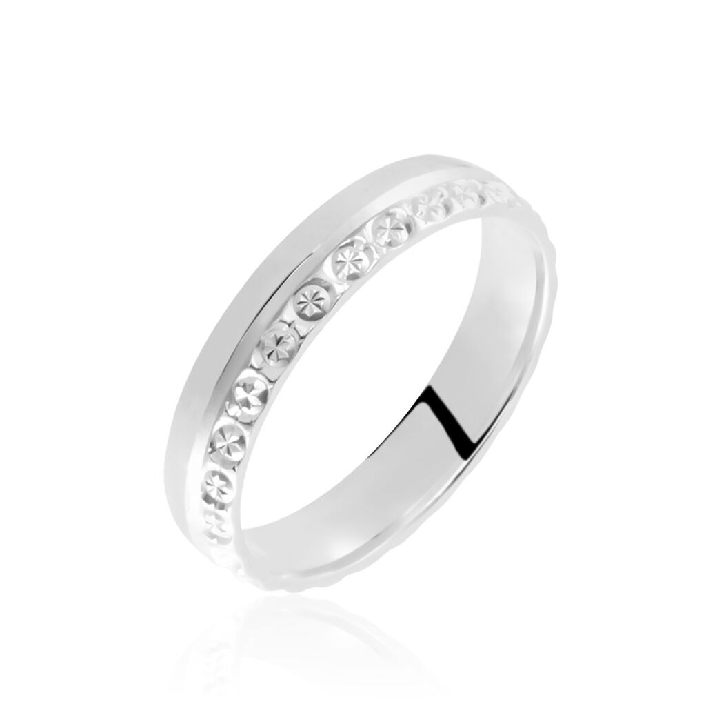 Alliance Veira Ruban Bombé Or Blanc - Alliances Unisex | Histoire d’Or