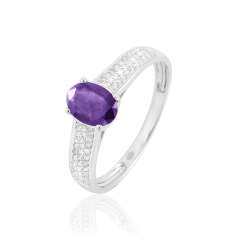 Bague Crista Or Blanc Amethyste Et Diamant - Bagues solitaires Femme | Histoire d&rsquo;Or
