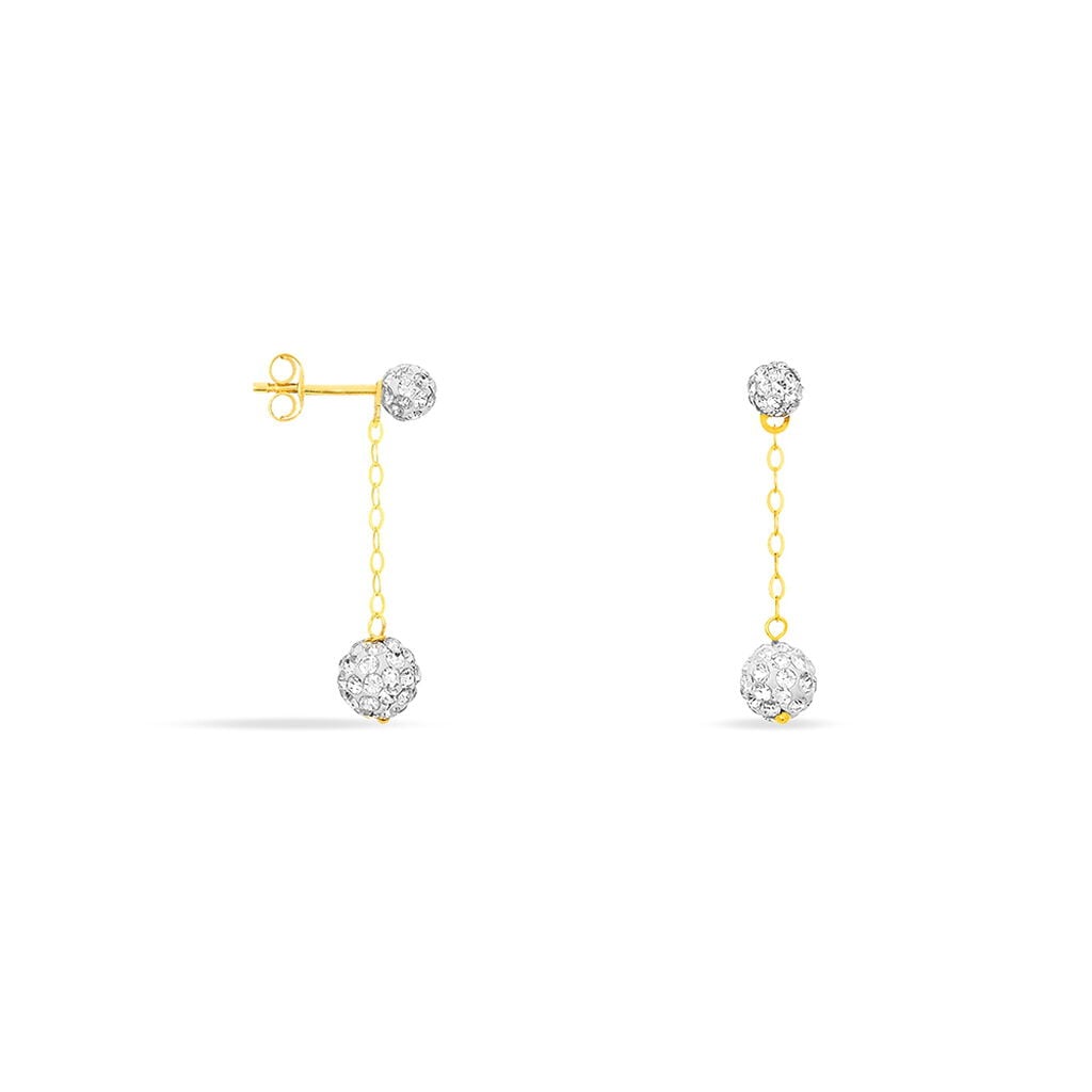 Boucles D'oreilles Pendantes Athena Or Jaune Strass - Boucles d'oreilles pendantes Femme | Histoire d&rsquo;Or
