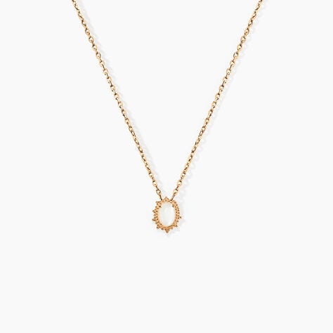 Collier Vintage Love Plaqu&eacute; Or Jaune Pierre De Lune - Colliers Femme | Histoire d&rsquo;Or