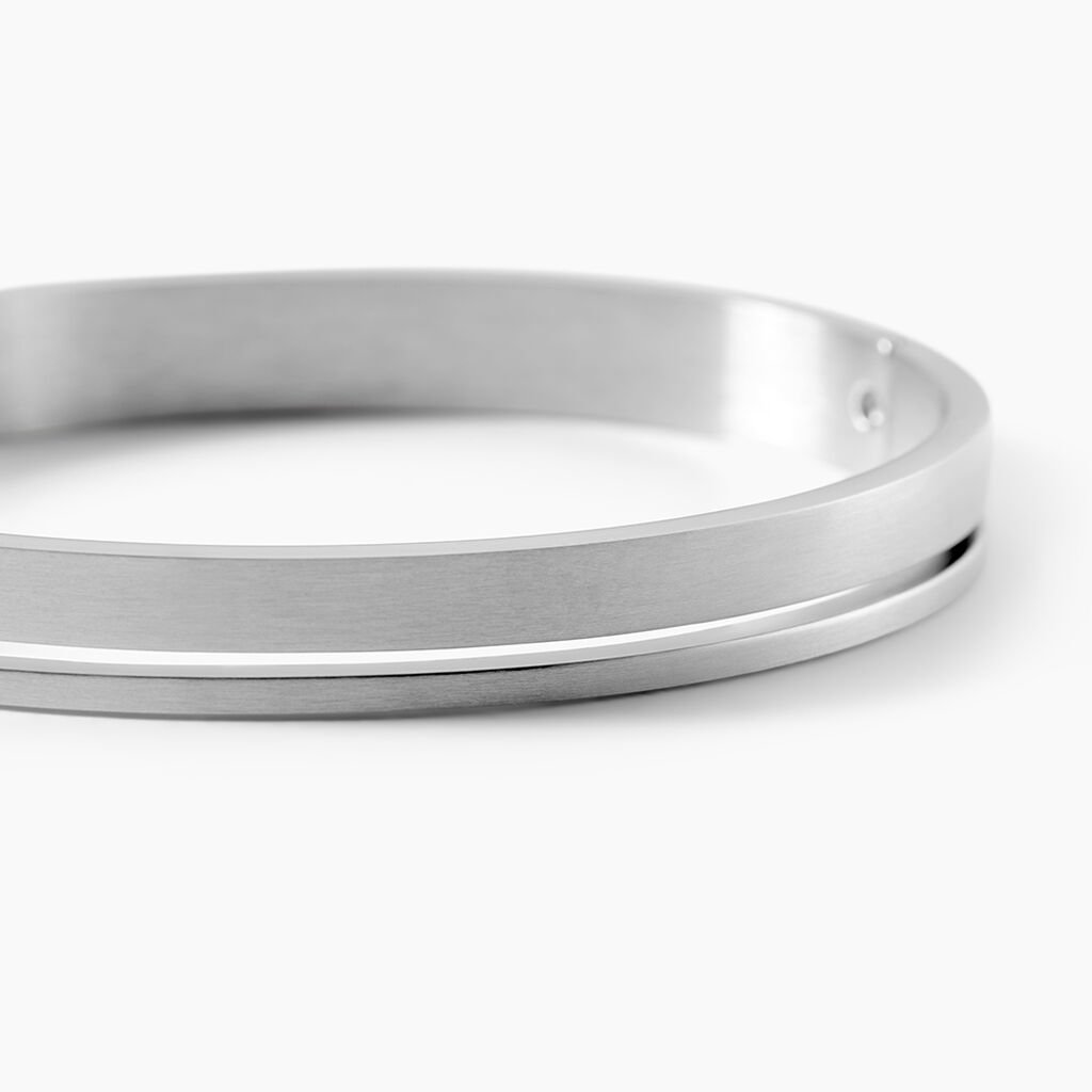 Bracelet Jonc Line Acier Blanc - Bracelets joncs Homme | Histoire d&rsquo;Or
