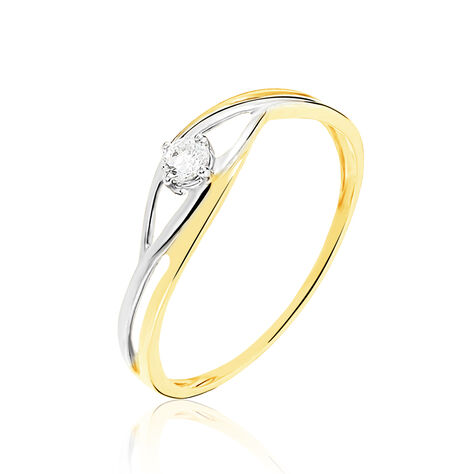 Bague Solitaire Peline Or Bicolore Oxyde De Zirconium - Bagues solitaires Femme | Histoire d’Or