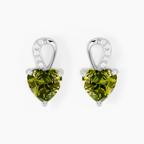 Boucles D'oreilles Puces Atieno Argent Blanc Oxyde De Zirconium - Boucles d'Oreilles Coeur Femme | Histoire d’Or