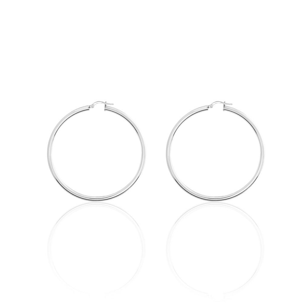 Créoles Argent Blanc Anne - Boucles d'oreilles créoles Femme | Histoire d’Or