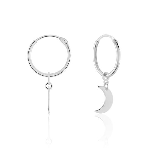 Créoles Elvyn Argent Blanc - Boucles d'oreilles créoles Femme | Histoire d’Or