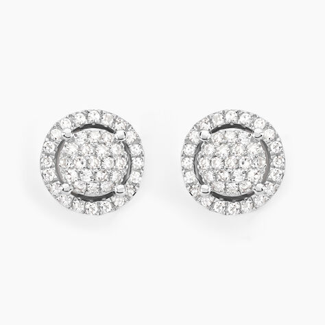 Boucles D'oreilles Puces Soleil D'hiver Or Blanc Diamant - Clous d'oreilles Femme | Histoire d’Or