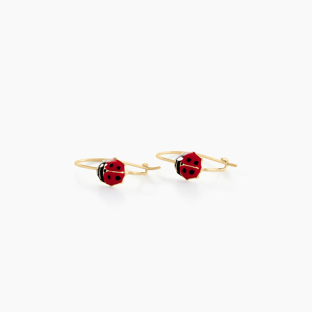 Boucles D'oreilles Pendantes Helidie Coccinelle Or Jaune - Boucles d'oreilles pendantes Enfant | Histoire d’Or