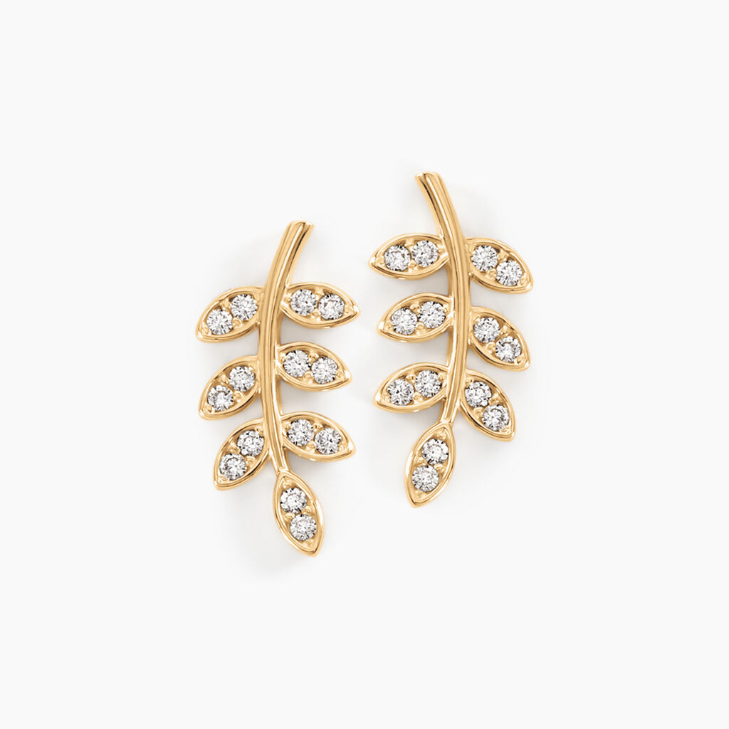 Boucles D'oreilles Puces Ael Or Jaune Oxyde De Zirconium - Clous d'oreilles Femme | Histoire d’Or