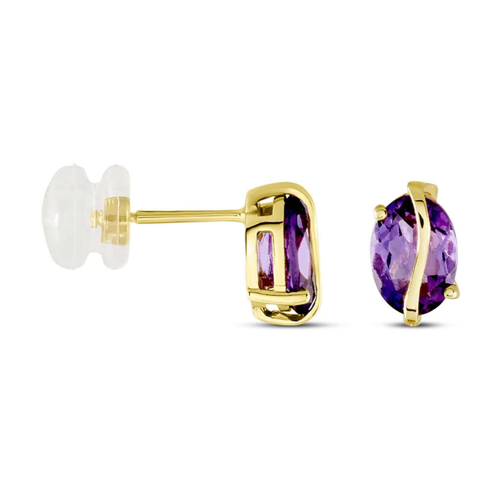 Boucles D'oreilles Puces Or Jaune Prudencia Améthystes - Clous d'oreilles Femme | Histoire d’Or
