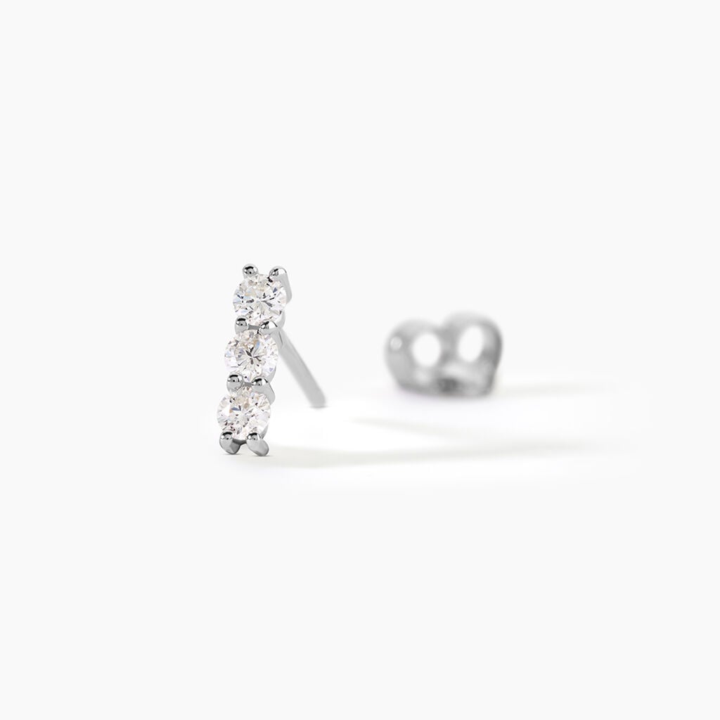 Boucles D'oreilles Puces Or Blanc Sabine Diamants - Boucles d'oreilles pierres pr&eacute;cieuses Femme | Histoire d&rsquo;Or
