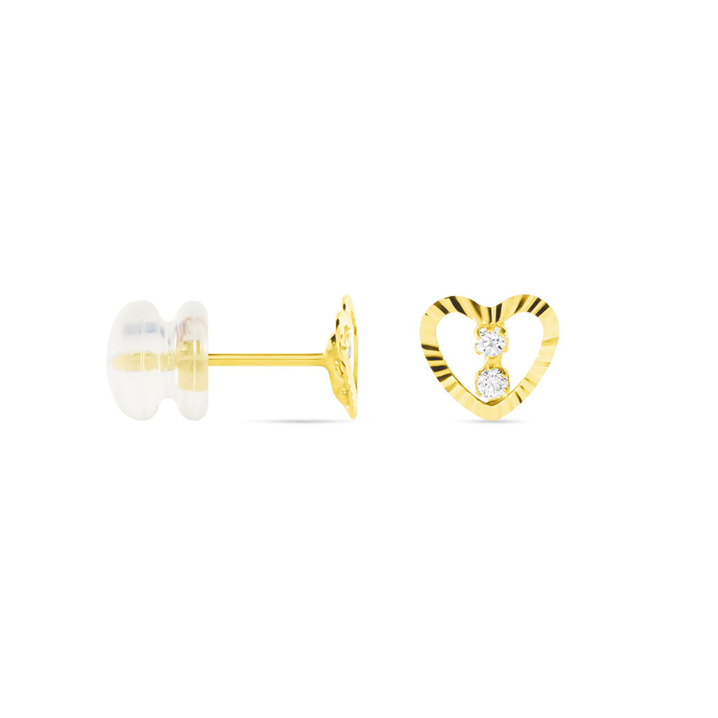 Boucles D'oreilles Puces Daria Cœur 6 Or Jaune Oxyde - Clous d'oreilles Femme | Histoire d’Or