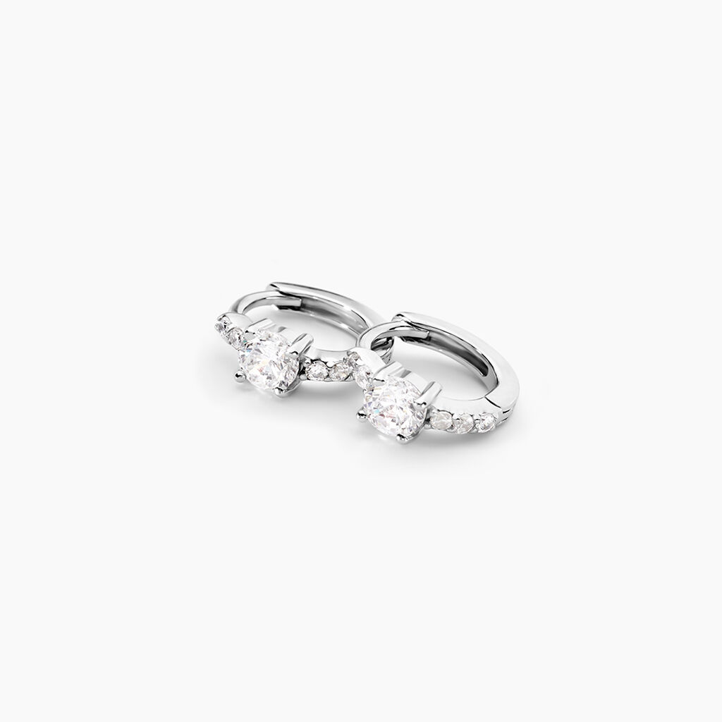 Créoles Argent Blanc Gregh Oxydes De Zirconium - Boucles d'oreilles créoles Femme | Histoire d’Or