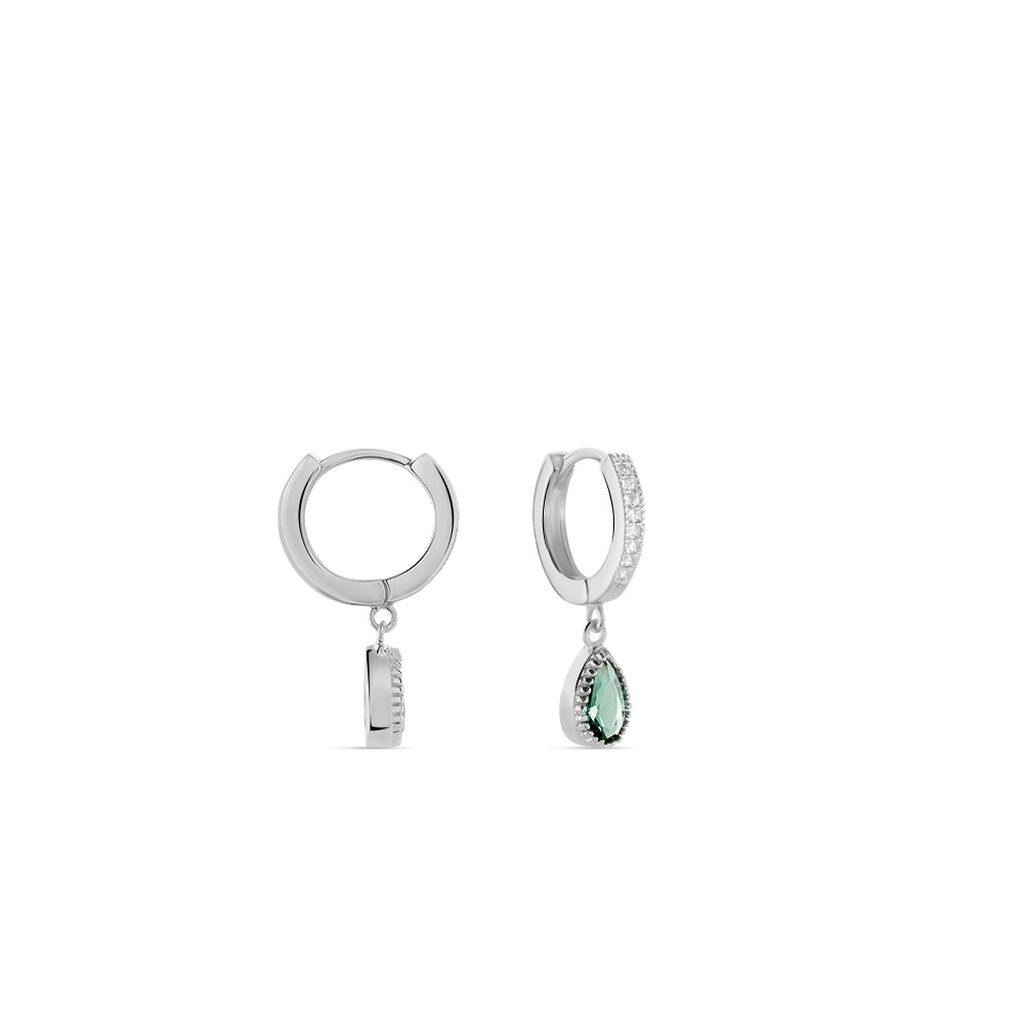 Creoles Jerusha Argent Blanc Oxydes De Zirconium - Boucles d'oreilles créoles Femme | Histoire d’Or