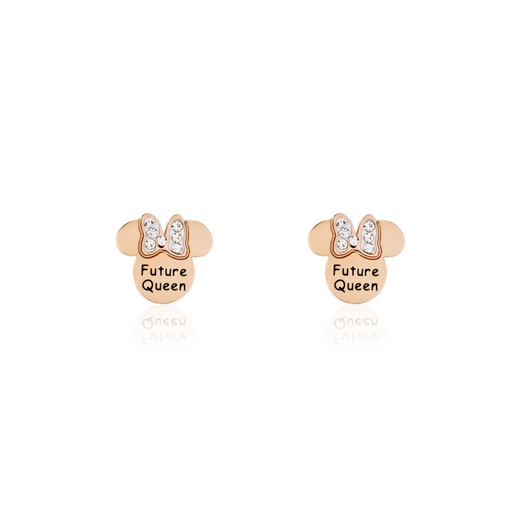 Boucles D'oreilles Puces Disney Acier Doré Rose Cristaux - Boucles d'oreilles fantaisie Enfant | Histoire d’Or