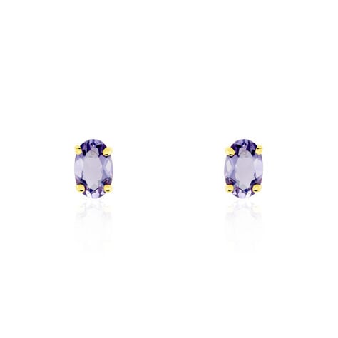 Boucles D'oreilles Puces Elea Serti Griffe Or Jaune Amethyste - Clous d'oreilles Femme | Histoire d’Or