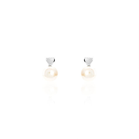 Boucles D'oreilles Pendantes Lorella Argent Blanc Perle De Culture - Boucles d'Oreilles Coeur Femme | Histoire d’Or