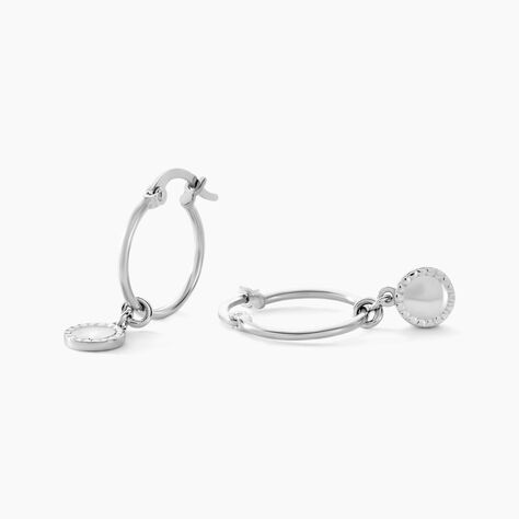 Créoles Sixties Argent Blanc - Boucles d'oreilles créoles Femme | Histoire d’Or