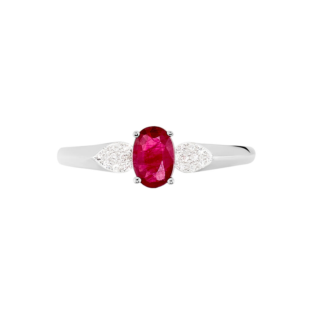 Bague Edgina Or Blanc Rubis Et Diamant - Bagues solitaires Femme | Histoire d&rsquo;Or