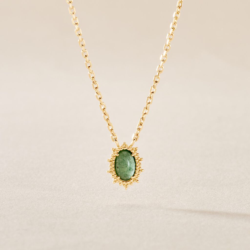 Collier Vintage Love Plaqu&eacute; Or Jaune Aventurine - F&ecirc;te des m&egrave;res Femme | Histoire d&rsquo;Or