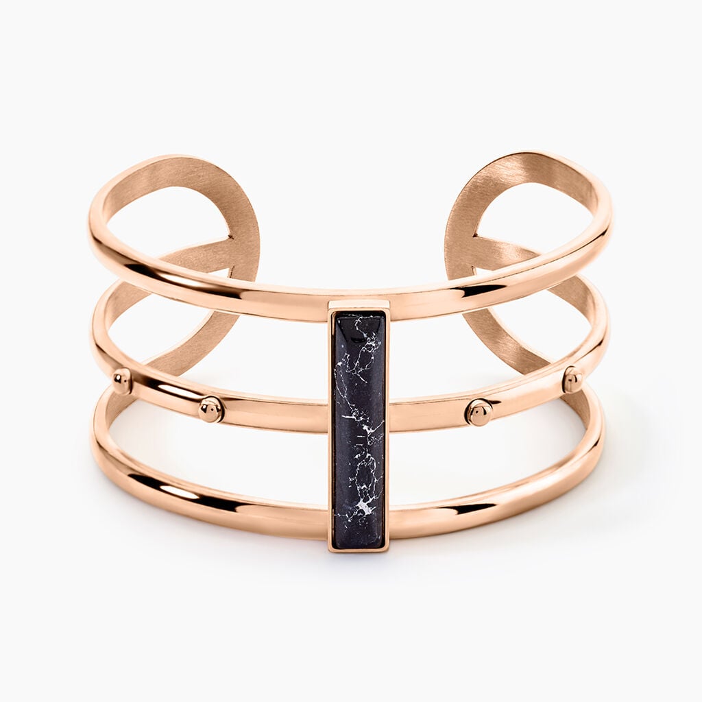Bracelet Jonc Medina Acier Rose Pierre De Synthese - Bracelets joncs Femme | Histoire d&rsquo;Or