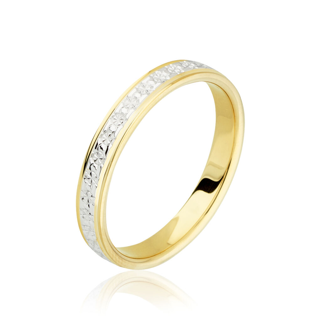 Alliance Grain De Folie Diamantee Ruban Plat Or Bicolore - Alliances Unisex | Histoire d&rsquo;Or