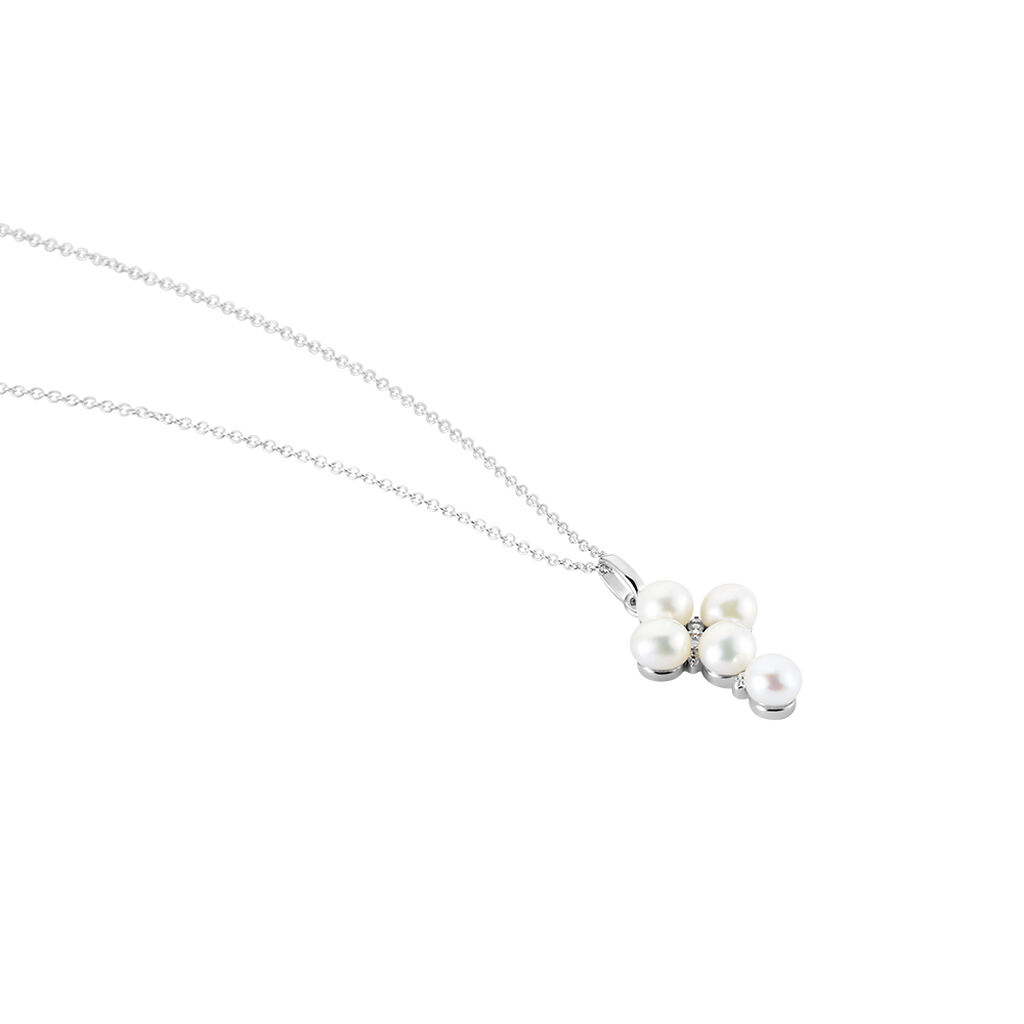 Collier Argent Blanc Burt Perles De Culture Oxydes De Zirconium - Colliers fantaisie Femme | Histoire d&rsquo;Or