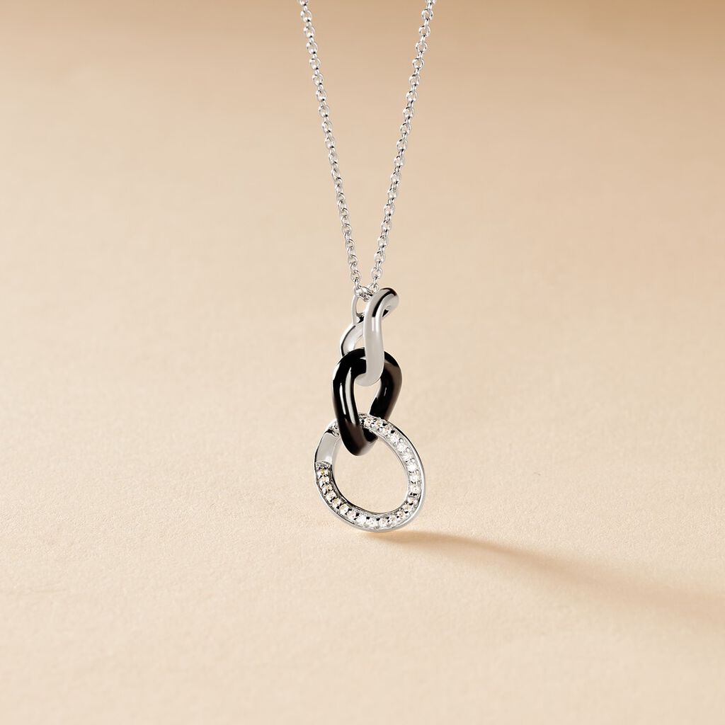 Collier Link Argent Blanc Céramique Et Oxyde De Zirconium - Colliers Femme | Histoire d’Or