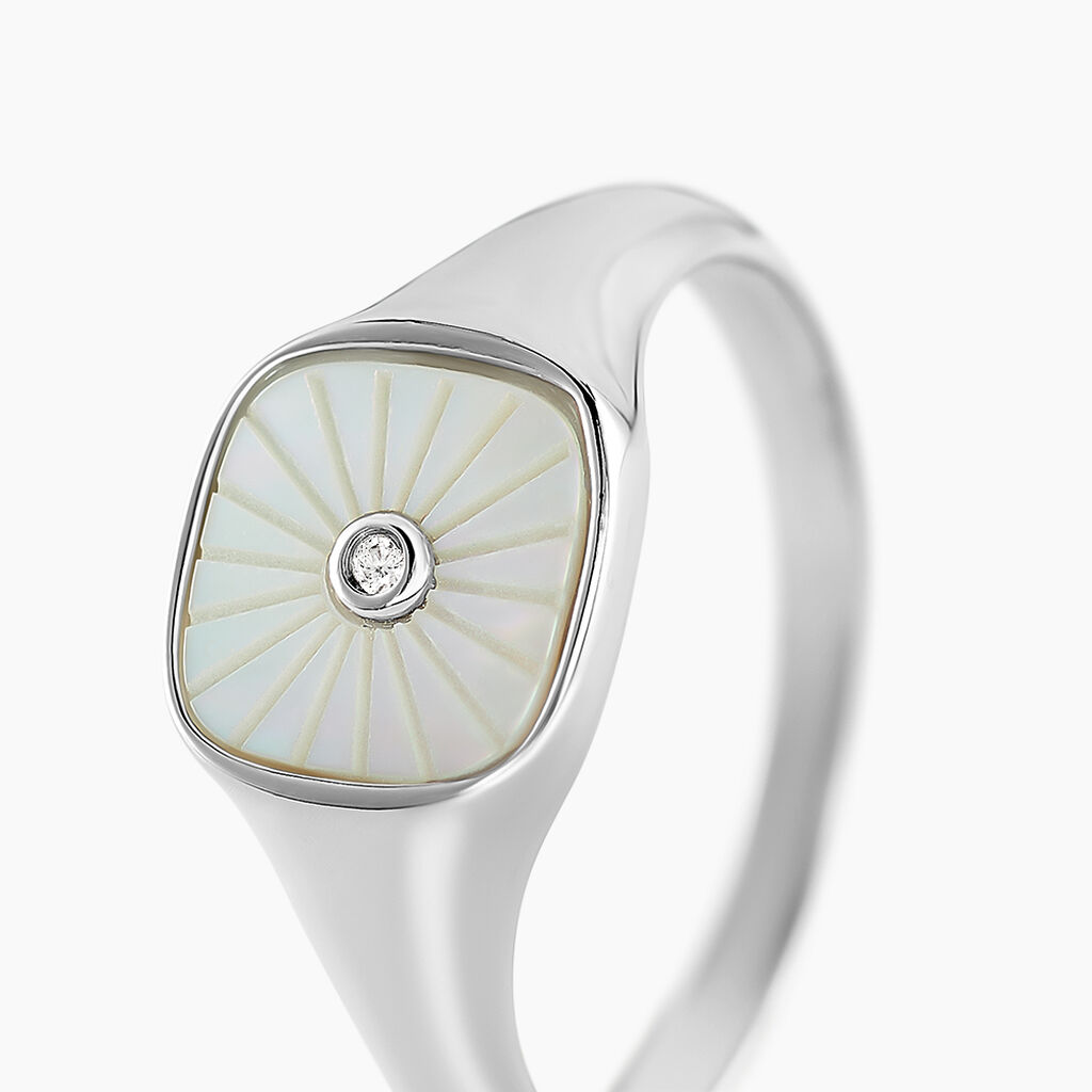 Chevali&egrave;re Goddess Argent Blanc Nacre Oxyde De Zirconium - Bagues solitaires Femme | Histoire d&rsquo;Or
