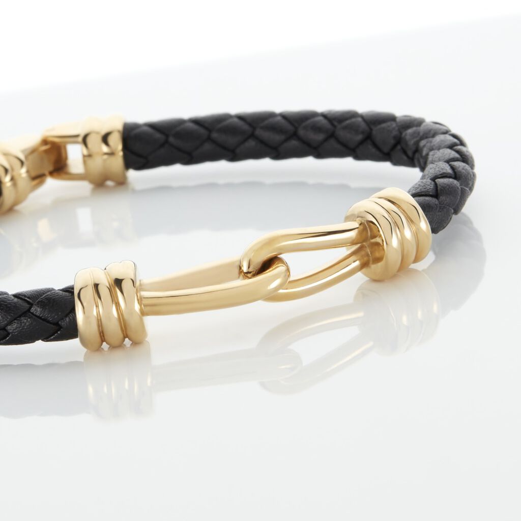 Bracelet Plaqu&eacute; Or Rodolf Cuir - Bracelets cordon Homme | Histoire d&rsquo;Or