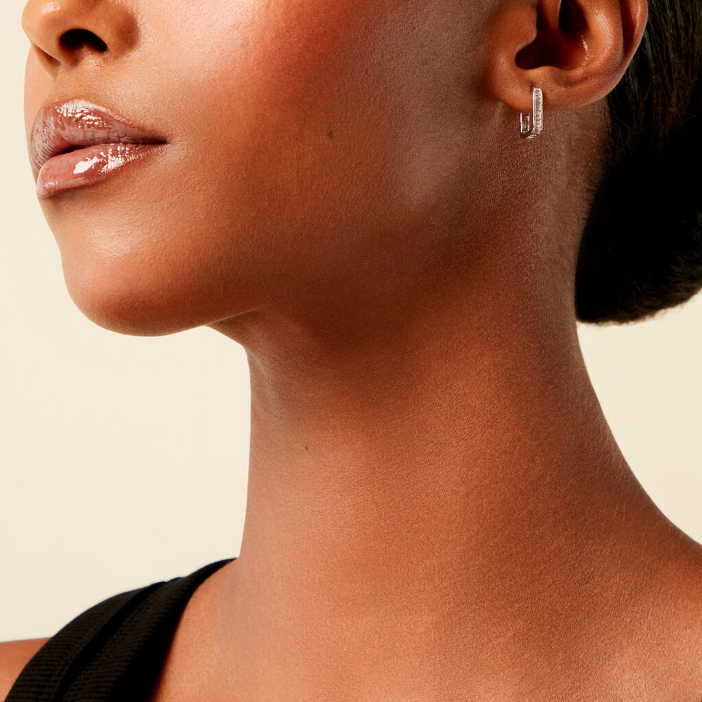 Créoles Louiselle Argent Blanc Oxyde De Zirconium - Boucles d'oreilles créoles Femme | Histoire d’Or