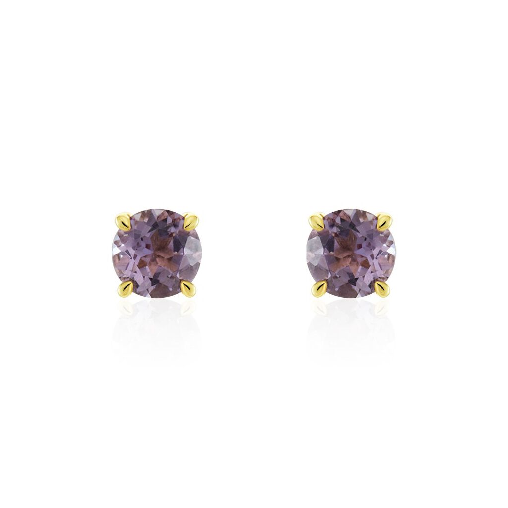 Boucles D'oreilles Puces Elea Or Jaune Amethyste Violet - Clous d'oreilles Femme | Histoire d’Or