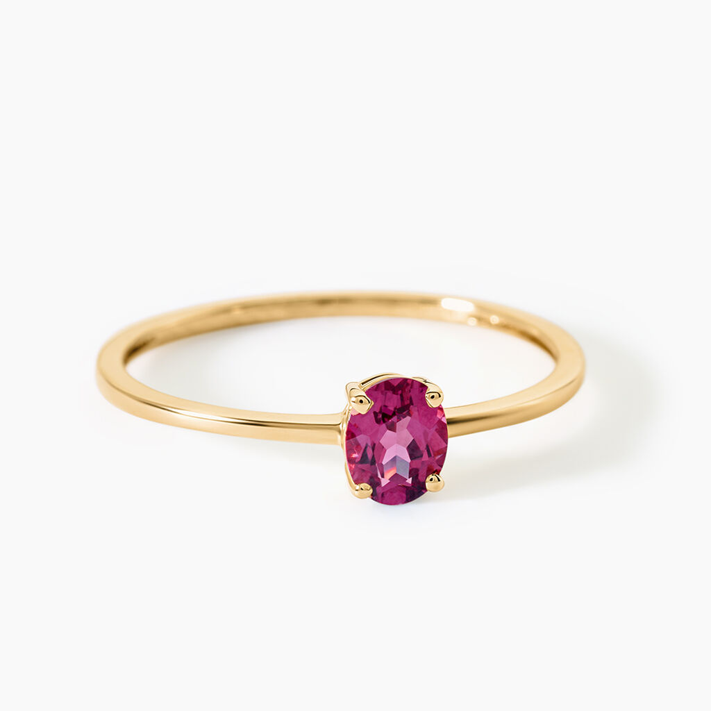 Bague Valentino Argent Dor&eacute; A L'Or 750/1000 Rhodolite - Bagues solitaires Femme | Histoire d&rsquo;Or