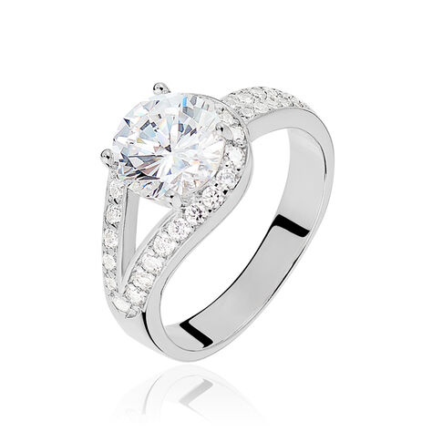 Bague Femme Solitaire Argent Diamant 70100292-D