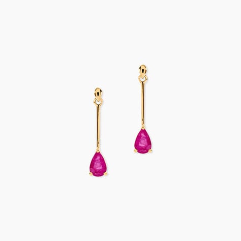 Boucles D'oreilles Pendantes Goutte Or Jaune Rubis - Boucles d'oreilles pendantes Femme | Histoire d’Or