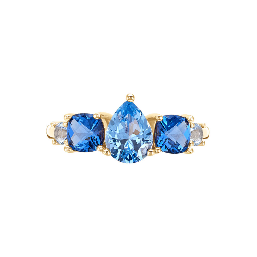 Bague Huffie Plaqu&eacute; Or Jaune Pierre D'imitation - Bagues avec pierre Femme | Histoire d&rsquo;Or