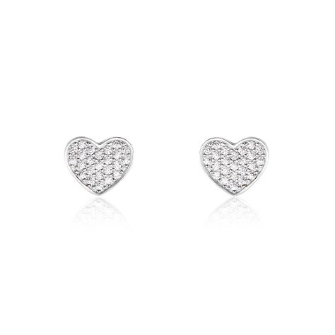 Boucles D'oreilles Puces Esperanza Argent Blanc Oxyde De Zirconium - Boucles d'oreilles fantaisie Femme | Histoire d’Or