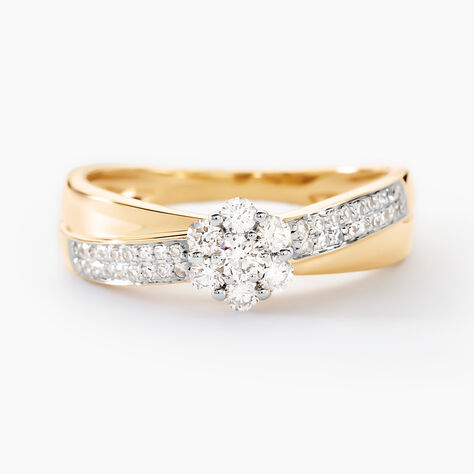 Bague Magnolia Croisee Or Jaune Diamant - Bagues avec pierre Femme | Histoire d’Or