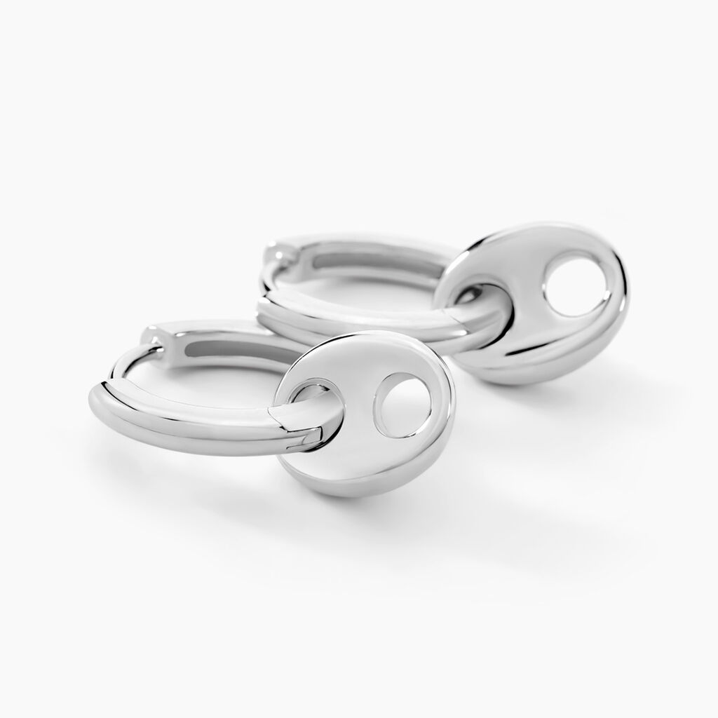 Créoles Viana Argent Blanc - Boucles d'oreilles créoles Femme | Histoire d’Or