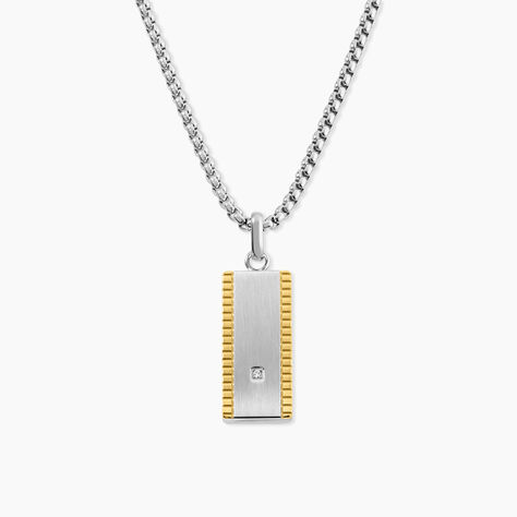 Collier M&eacute;tal Acier Diamant Synth&eacute;tique - Colliers Homme | Histoire d&rsquo;Or