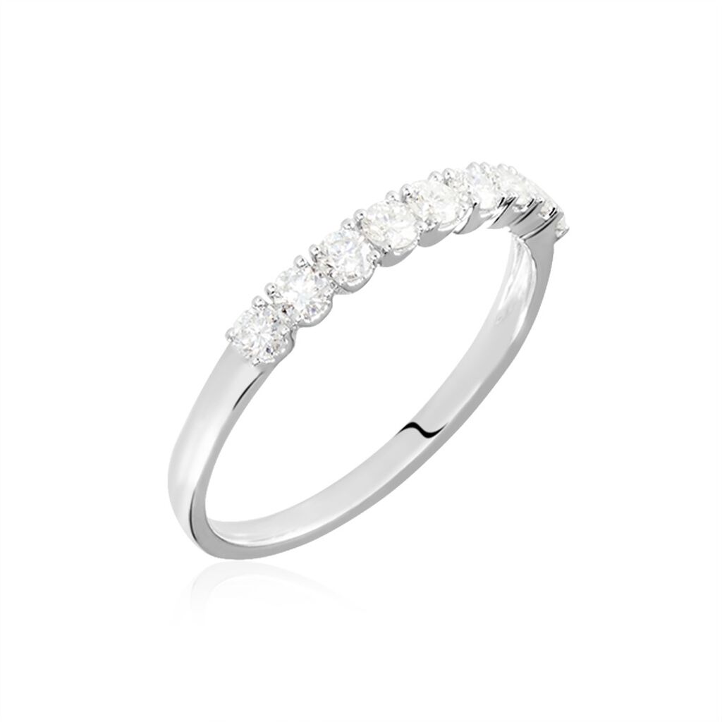 Demi-alliance Or Blanc  Eloisa Diamant Synthetique - Alliances Femme | Histoire d’Or