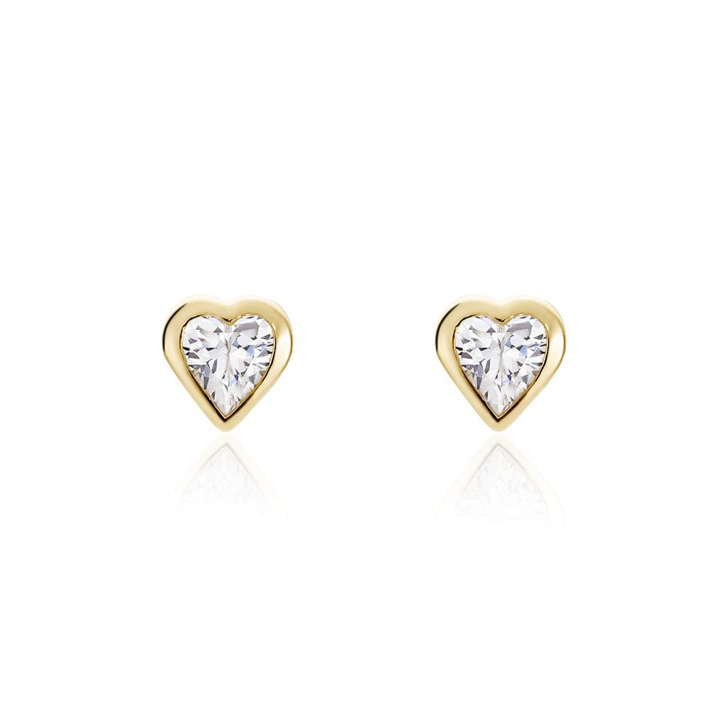 Boucles D'oreilles Puces Femie Plaqué Or Jaune Oxyde De Zirconium - Boucles d'oreilles fantaisie Femme | Histoire d’Or