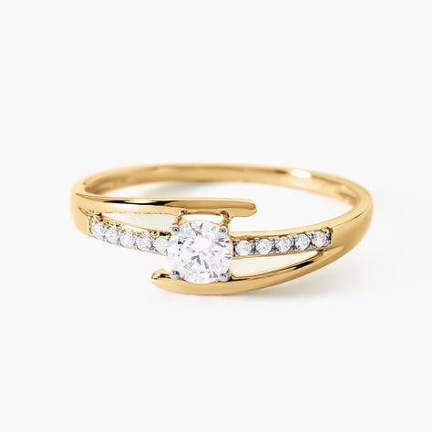 Bague Daegan Argent Dor&eacute; A L'Or 750/1000 Oxyde De Zirconium - Bagues solitaires Femme | Histoire d&rsquo;Or