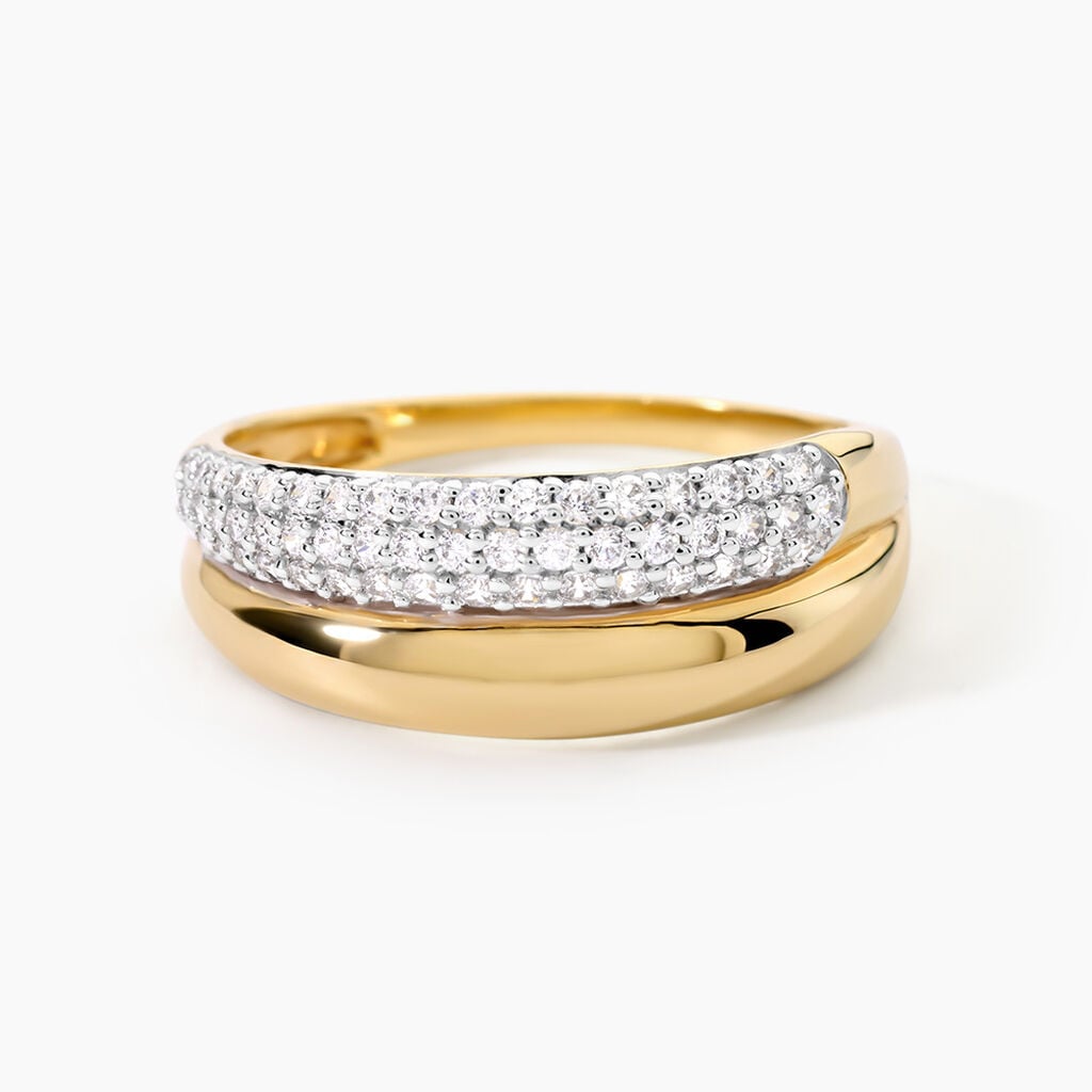 Bague Sunset Riviera Argent Dor&eacute; A L'Or 750/1000 Oxyde De Zirconium - Bagues avec pierre Femme | Histoire d&rsquo;Or