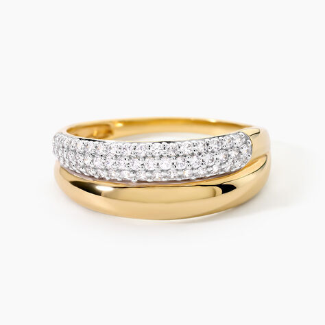 Bague Sunset Riviera Argent Dor&eacute; A L'Or 750/1000 Oxyde De Zirconium - Bagues avec pierre Femme | Histoire d&rsquo;Or