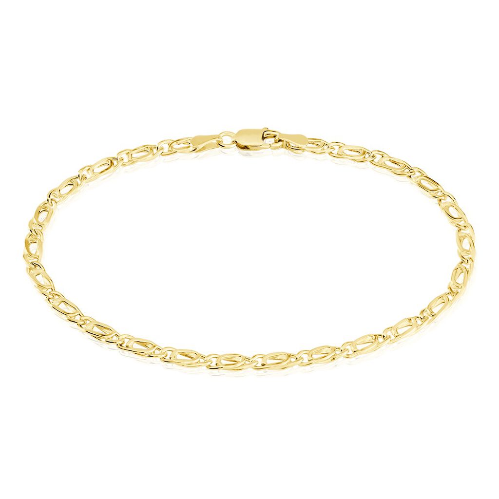 Bracelet Homme Maille Pleine En Or 18 Carats - Or Jaune Et Blanc, 6,7 Grammes, Longueur 21 Cm